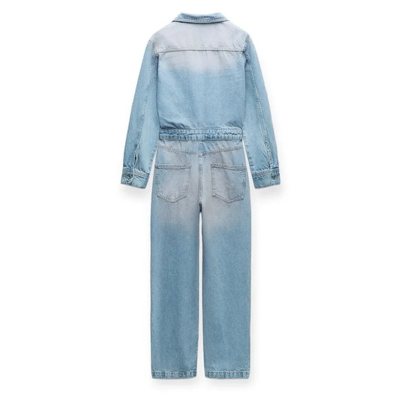 ZARA | Blue-Pink | Z1975 FADED PINK DENIM JUMPSUIT - Picture 3 of 11